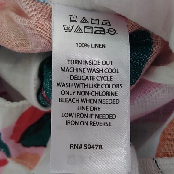 Cynthia Rowley 100% Linen Wide Leg Crop Tropical Print Pants - Picture 9 of 13